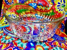 Vintage Cut Crystal Serving Bowl Fan Starburst Pattern Heavy Glass Centerpiece
