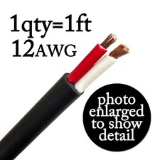 12 AWG Gauge 2 Conductor 2-Core Copper Speaker Cable Wire Qty Per Foot