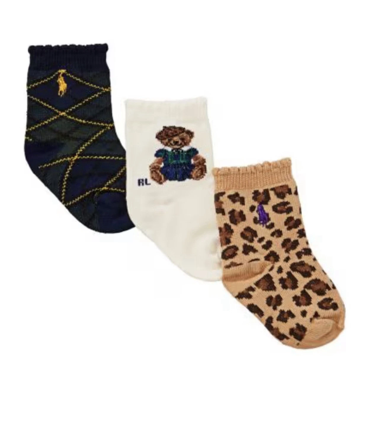 6-12m Baby Boys POLO RALPH LAUREN Farmer POLO BEAR Crew Socks Shoe 0-3 BinB