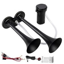 Black Train Horn for Car, Loud Car Horns, Air Horn Split Type Horn-Black-Switch