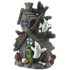 6 in. Halloween Pre-Lit Purple Haunted House Decoration with LED Lights