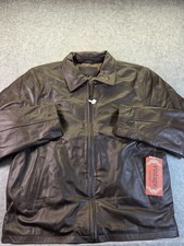 Vintage Leather Men's Brown Leather Zip Jacket Quilted Lining Size M New w/Tags