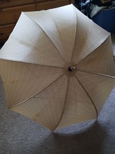 VINTAGE VALENTINO CANE UMBRELLA BROWN MONOGRAM W/ WOOD SHAFT  HANDLE