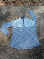 Avia Women's XXL Golf Tennis Collared Quarter Zip Long Sleeve Active Gunblu Top