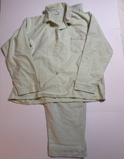 Vtg Carole Pajama Set Size 44 Mint Green 100 Cotton Embroidered Top Snap Pants