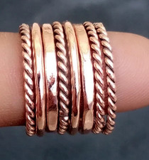Solid Pure Copper Minimalist Healing Ring, Handmade, Unisex, 8 Pc Designer Rings