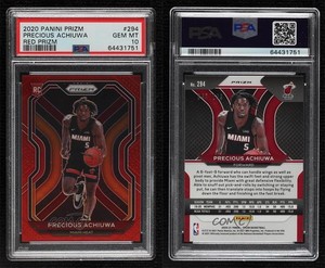 2020-21 Panini Prizm Red /299 Precious Achiuwa #294 PSA 10 GEM MT Rookie RC