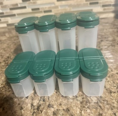 Tupperware Spice Shakers Set Of  8 ~ Hunter Green Seals!