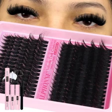 Lash Clusters Kit 200D+300D Mega Volume Cluster Eyelash Extensions 12-24Mm Wispy