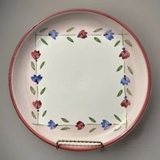 Linens N Things Dinner Plate Pink Pateli Blue Flowers Caleca Italy 11.25"