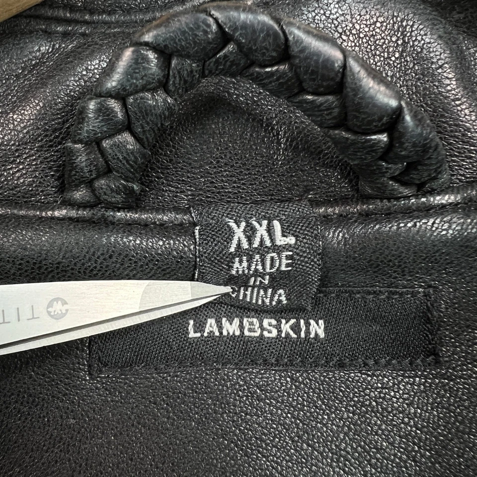 Jaqueta de couro de cordeiro masculina vintage anos 90 Claiborne XXL preta com zíper completo pequena falha - Imagem 4 de 4