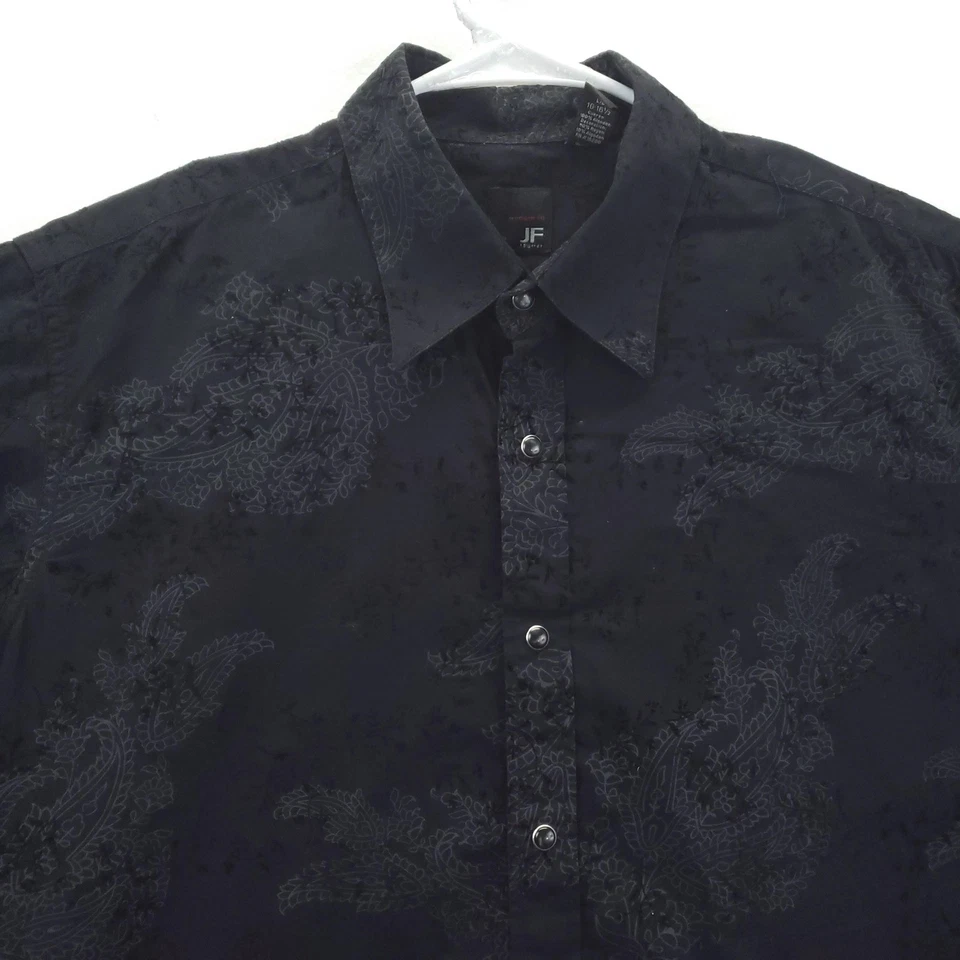 Camisa J. Ferrar Para Hombre Grande 16-16.5 Negra Paisley A Presión Manga Larga Calce Moderno Foto 3 de 4