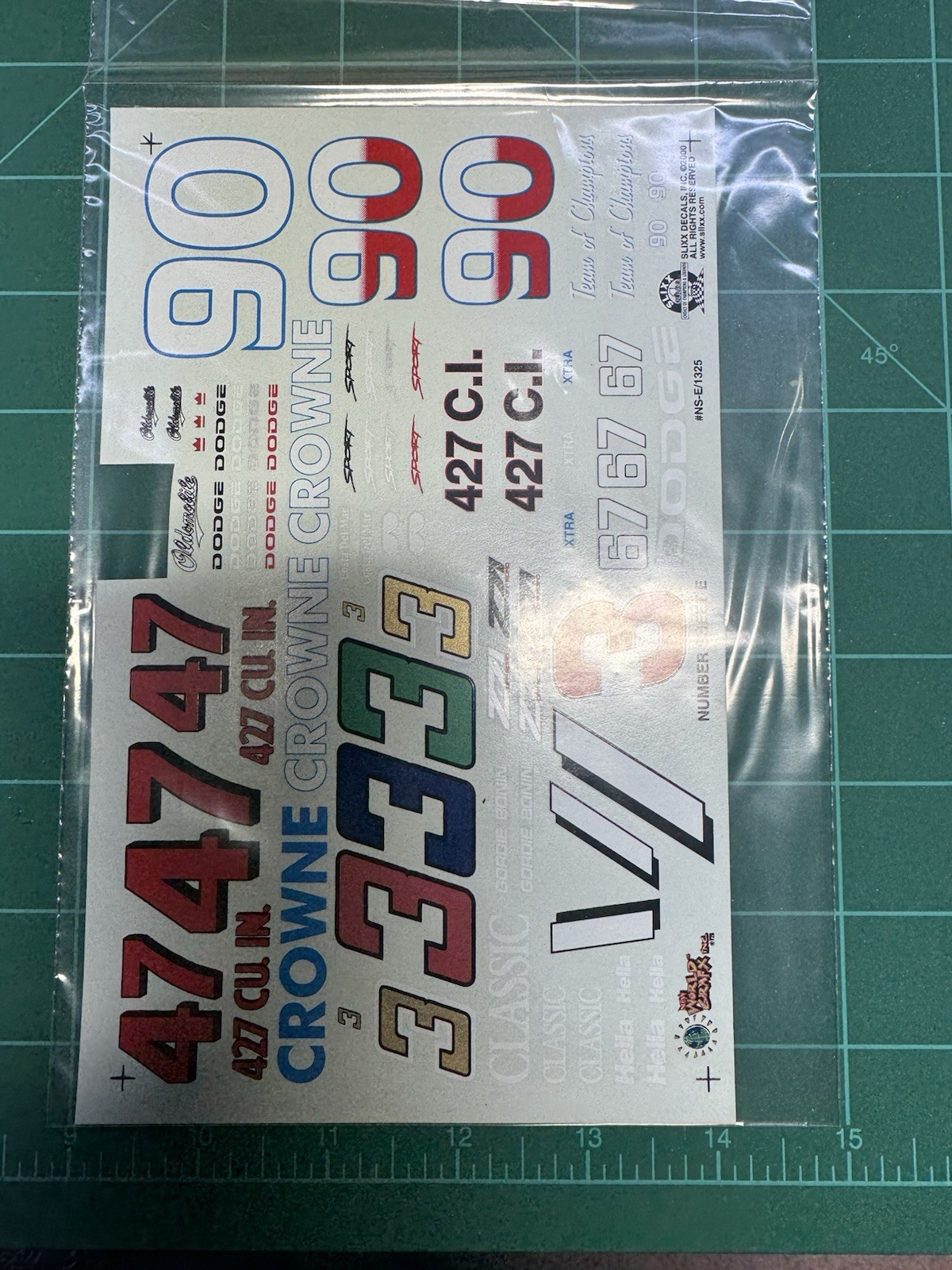 1/24 Slixx 1325 Number Sheet Missing 1 Olds Decal