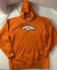 Denver Broncos Team Apparel Reebok Orange Hoodie NFL Youth Front Pocket horse