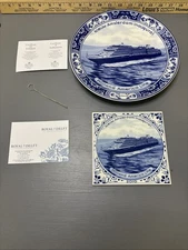 Holland America 2010 Nieuw Amsterdam Inaugural Plate & Tile Set Royal Delft 1653