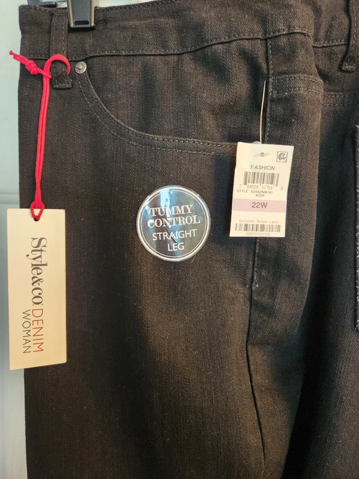 Style & Co Plus Size Tummy Control Jeans - Black Noir Size 22 - Image 2 of 4