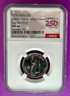 1776 2026 25C Declaration of Independ. July 4th Privy Quarter NGC MS66 (002)