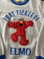 Vintage 90  s Sesame Street That Tickles Elmo Sweatshirt Gray Medium No Sound