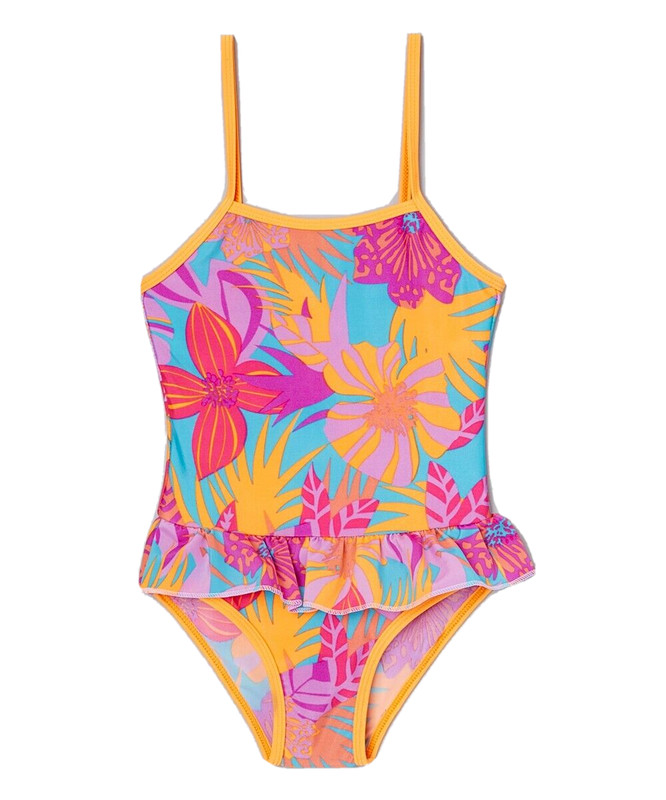 LITTLE STAR NWT SIZE 12 GIRLS BLUE PURPLE ORANGE EXOTIC ONE PIECE SWIMSUIT