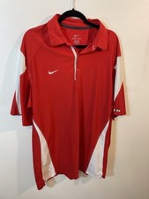 Nike Golf Polo Mens XL Red White DriFit Performance Shirt Short Sleeve Collared