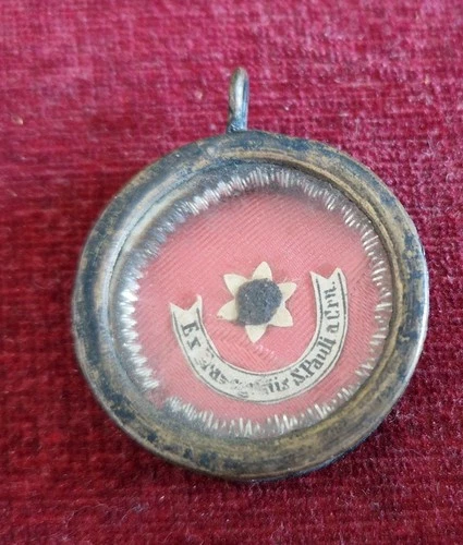 E076) Brass reliquaryrelic St Paul of the Cross Congregation of Passion of JC