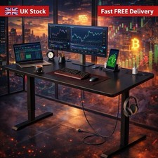 Electric Height Adjustable Standing Desk with Memory USB & Power Outlet 100x60cm