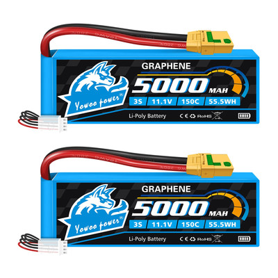 Yowoo 3S Lipo Akku 5000mAh 11,1V 150C 3 Zellen Graphen Akku mit XT90S