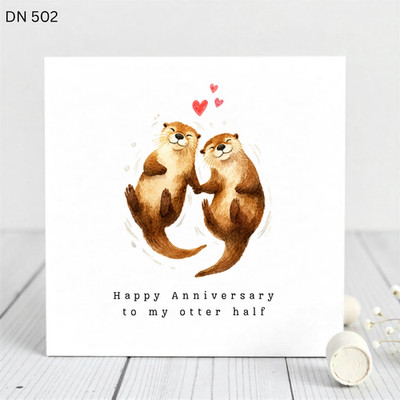 Jubiläumskarte für Partner, süße Otter Jubiläumskarte, Jubiläumskarte