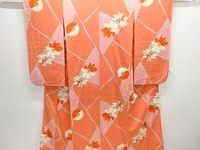 7646707: JAPANESE KIMONO / ANTIQUE KIMONO / SILK / MON KINSHA / FLOWER