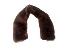 VINTAGE BROWN MINK FUR NARROW SATIN LINED WOMEN'S NECK SCARF STOLE COLLAR