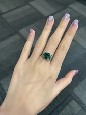 3Ct Emerald Cut Natural Emerald Diamond Wedding Ring Solid 950 Platinum Size 7