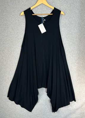 NoBlu Sleeveless Tank Dress Tunic Flowy Black Lagenlook Whimsigoth Sz Large NWT