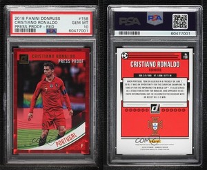 2018-19 Panini Donruss Press Proof Red Cristiano Ronaldo #158 PSA 10 GEM MT