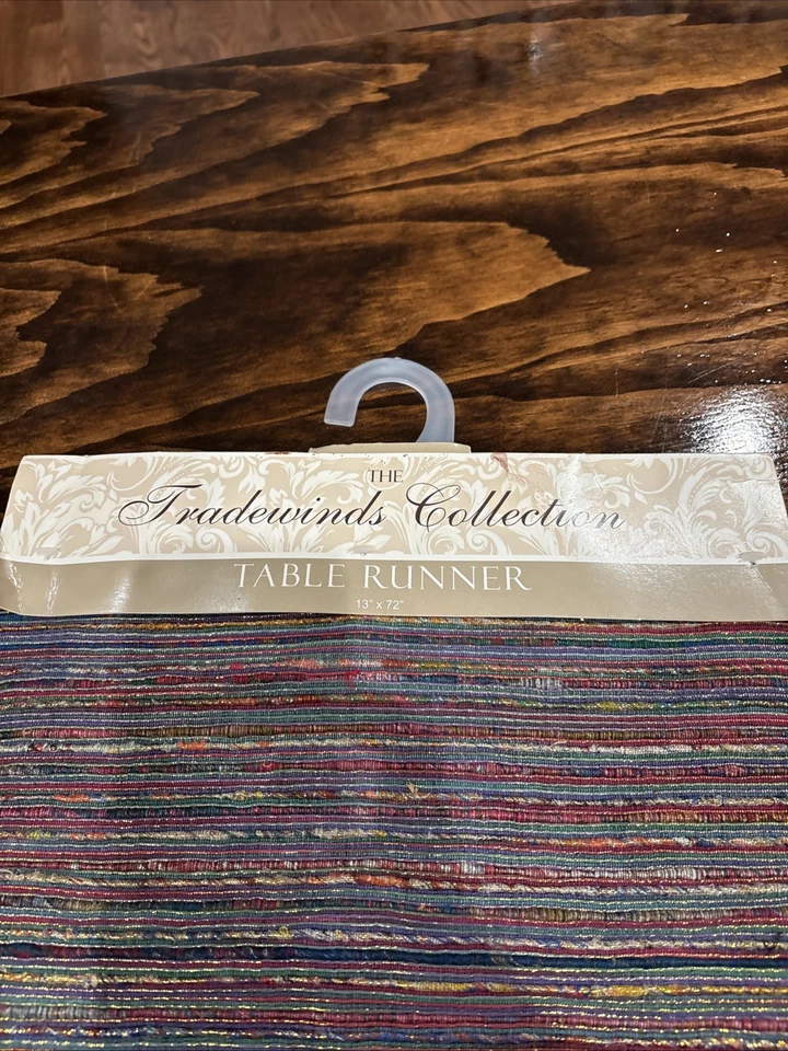 Tradewinds Collection Table Runner 13 x 72 Inch Jewel Tones Beaded Boho Decor  - Image 2 of 3