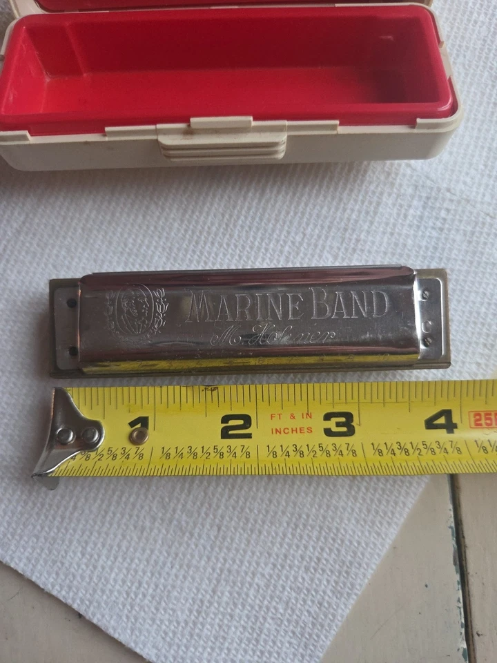 Vintage Hohner Marine Band 1896 Harmonica Key C A440 Germany with Box 10 Hole - Image 4 of 4