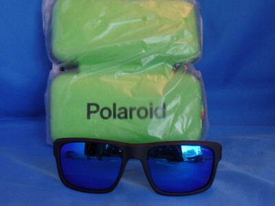 New Polaroid Brand Men's Sunglasses PLD 3018 Matt Black Plastic Blue Mirror 55-1