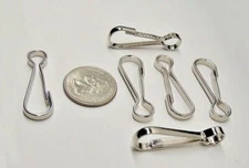 6 Strong LARGE SILVER LANYARD Spring Snap HOOKS 1-5/8" Long CRAFT Findings Clasp