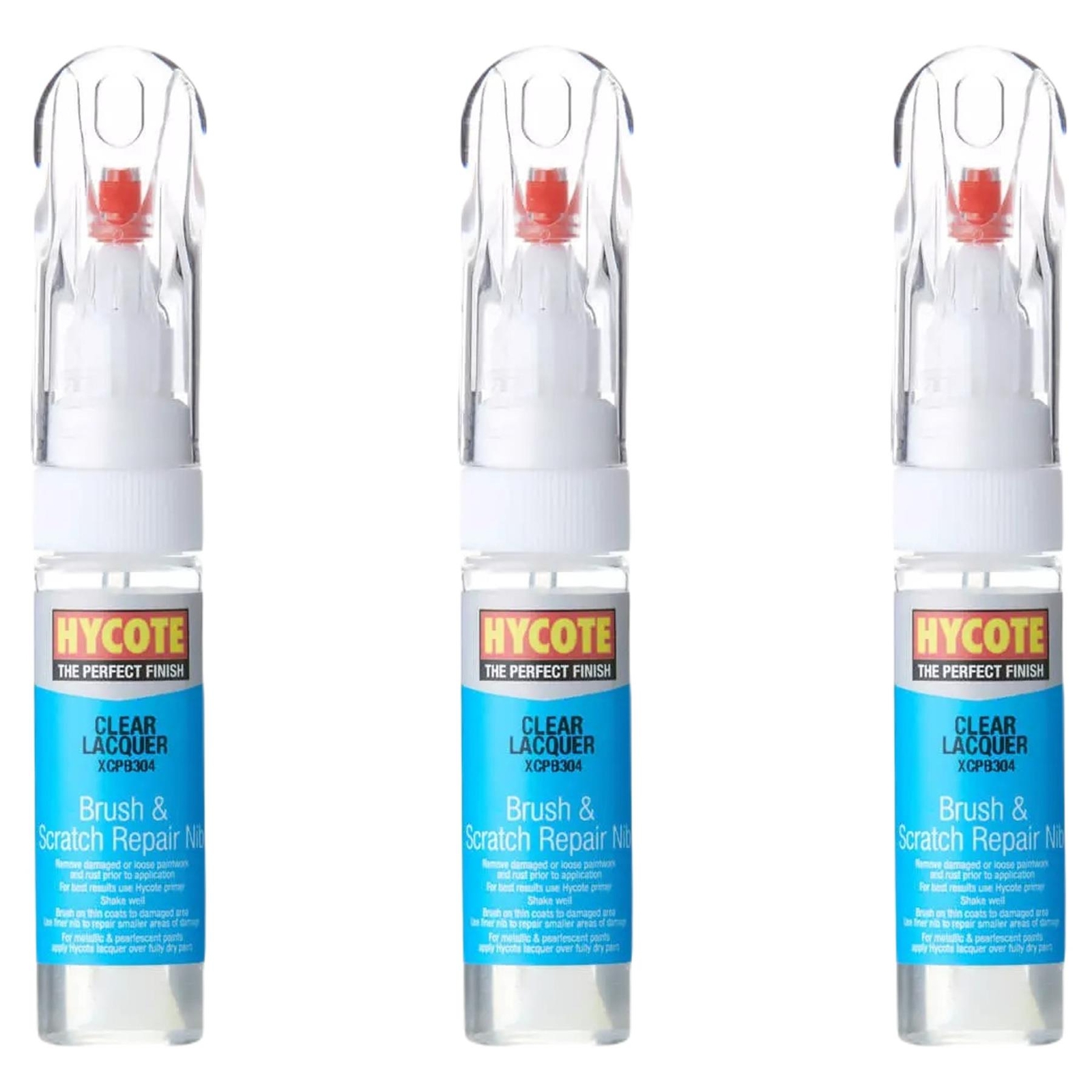 Hycote Touch Up Brush XCPB304 Clear Paint Lacquer 12.5ml x3
