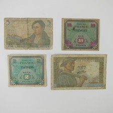Lot France WWII-2 Currency French Allied Military Paper 2, 5, 10 Notes 1943 1944