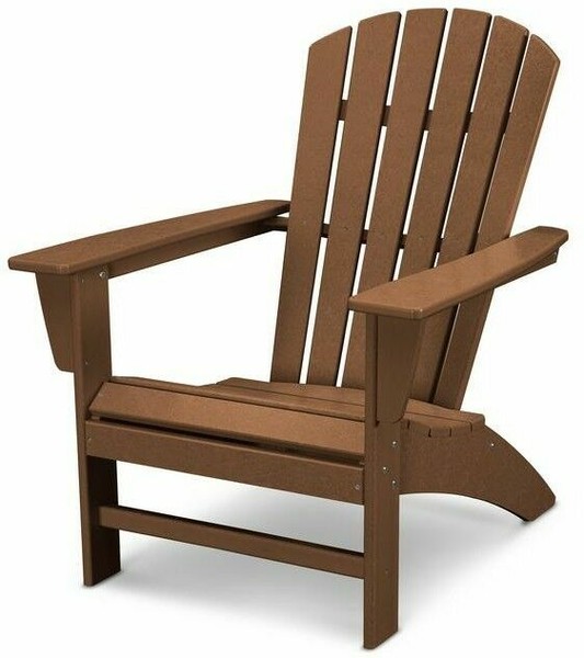 POLYWOOD Traditional Curveback Teak Plastic Outdoor Patio Adirondack