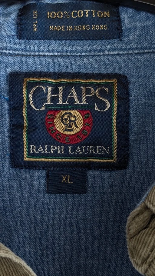 Camisa De Colección Rara Chaps Ralph Lauren Para Hombres XL Pana Cresta Preppy Dinero Antiguo Foto 4 de 4