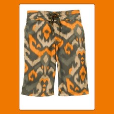 NWOT Boys 4 Gymboree TIKI CHIEF Orange pattern BOARD SWIM TRUNKS SHORTS elastic