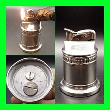 Unique Vintage Art Deco Silver Plated Evans Petrol Table Lighter - Working Cond.