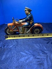 Vintage Marx Toys Litho Tin Motorcycle Cop Wind Up Police Bike USA