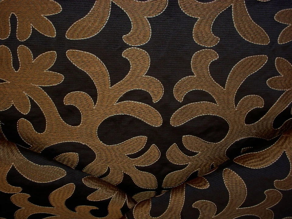 4-5/8Y Mulberry FD619 Stucco Damask Black Gothic Silk Lattice Upholstery Fabric - Image 2 of 4