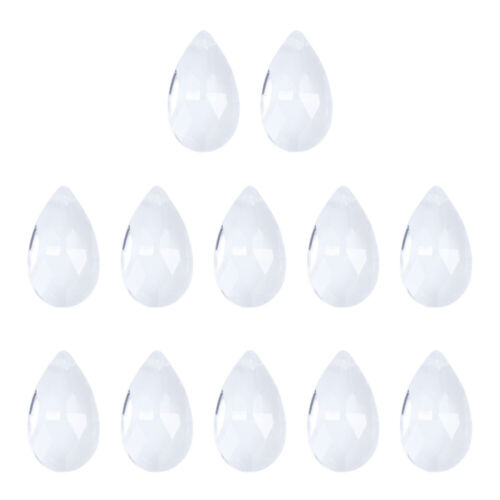 12 Piece Crystal Drops Glass Teardrop Beads Chandelier Decor - Picture 1 of 12