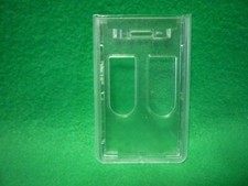 4 Pack Vertical ID Badge Holders, 3 1/2" x 2 1/4", Clear Rigid Plastic, 2 card
