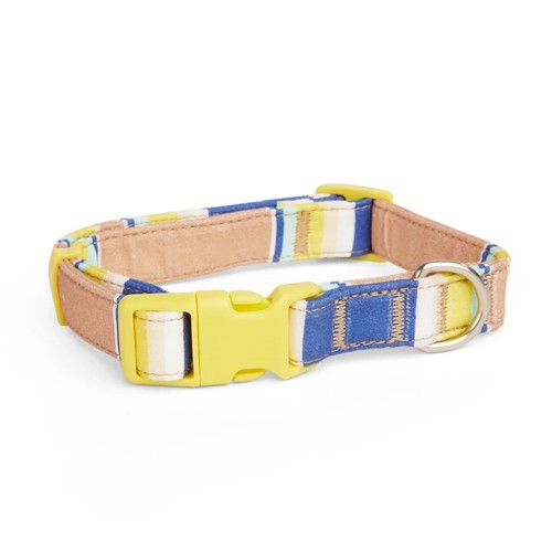 YOULY The Artist Yellow/Navy Stripe Dog Collar, Medium. By Youly