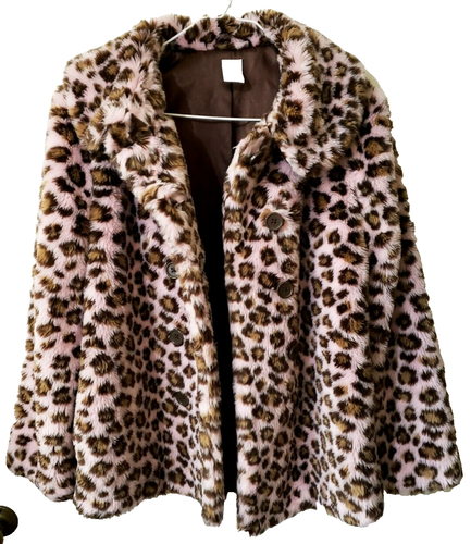 Gymboree Faux Fur Pink and Brown Leopard Size Large 10 - 12 - Afbeelding 1 van 12