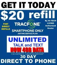 TRACFONE $20 ⭐ UNLIMITED SMARTPHONE REFILL ✅ DIRECT TO PHONE ⚡ GET IT TODAY!